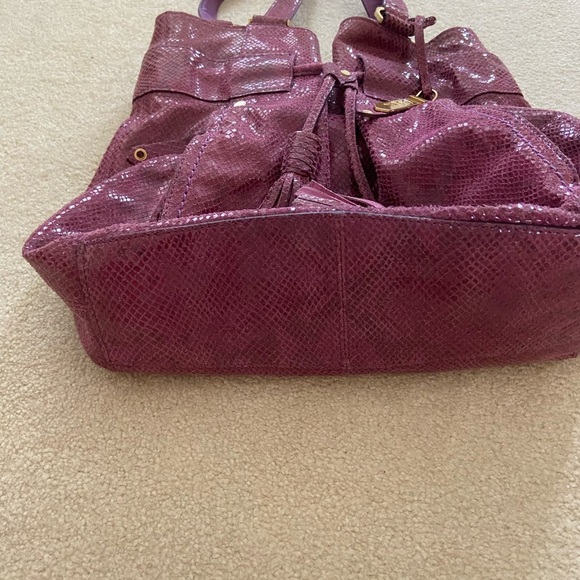 Cole Haan Marabelle Pythons Drawstring Tote, pockets, zipper, clean inside. - Picture 12 of 13